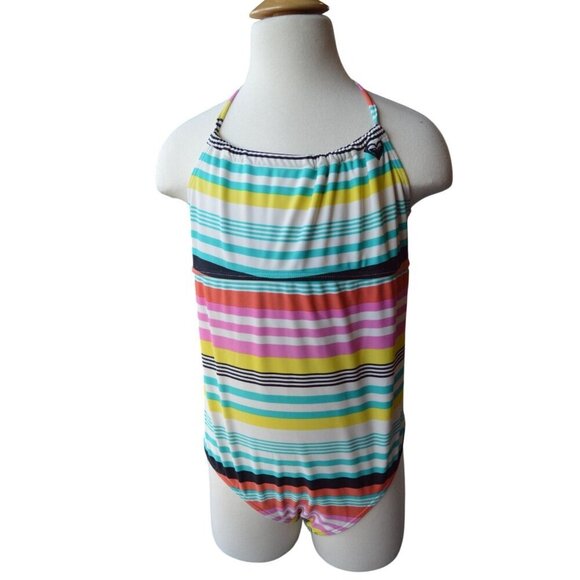 Roxy Girls Striped Open Back One Piece Swimsuit Size 16 - Picture 1 of 7